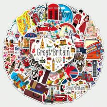 50 PCs Handmade Funny Cute Great Britain Waterproof Stickers DIY For Phones Laptop Skateboard Creative Graffiti Car Motor Sticker