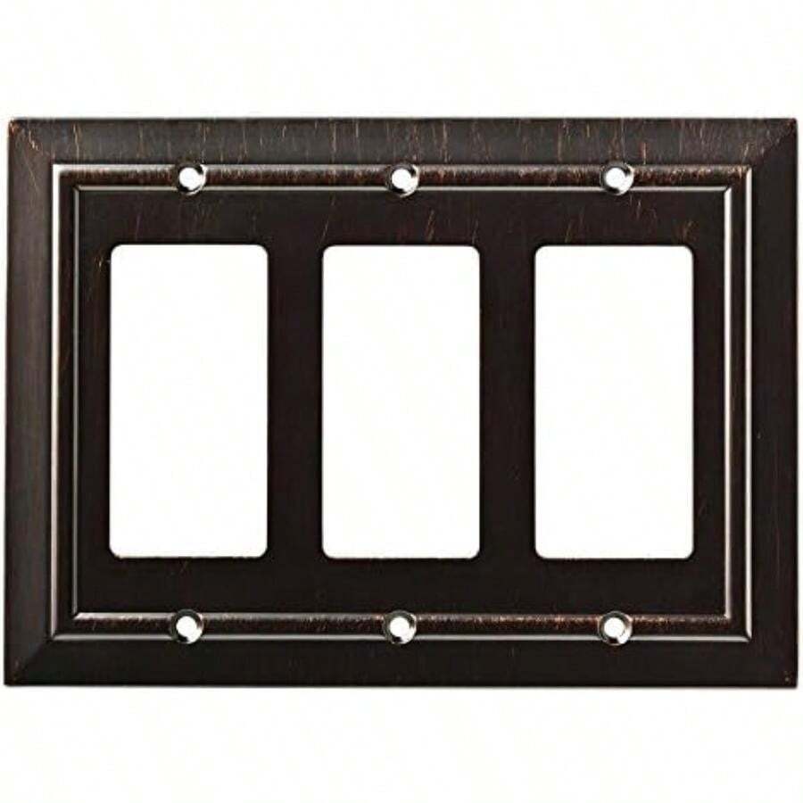 Franklin Brass W35226-SN-C Classic Architecture - Placa de pared para decoración triple/placa de interruptor/cubierta, ní satinado(Venetian Bronze Decorador triple) - Multicolor - Ver 1