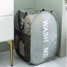 Cesta de lavandería de malla, cesto de lavandería plegable con asa, bolsillo lateral grande, adecuado para habitación de niños, dormitorio, caravana, crucero, organizador de armario gris, organizador de ropa esencial para dormitorio/dormitorio, contenedor de almacenamiento para dormitorio universitario, bolsa de lavandería, bolsa para lavadora, para lavandería, baño, viaje, puede almacenar ropa sucia y limpia, sostenes, artículo esencial para dormitorio, organizador de armario - Multicolor - Ver 9