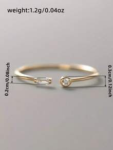 1 chiếc nhẫn đá Cubic Zirconia tinh tế, quà tặng đám cưới, đính hôn, kỷ niệm, ngày Valentine cho phụ nữ - Vàng - Xem 3