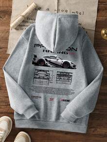 1件装男童休闲印花套头卫衣，保暖内衬，长袖，秋冬季 - 淺灰色 - 查看 3