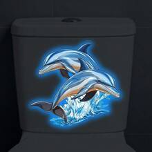 1/2pcs Cartoon Dolphin Luminous Stickers, With Realistic Dolphin Design, Self-Adhesive PVC, Suitable For Bedroom, Room, Easy To Stick And Remove, Bathroom Decor, Fun Design, Glow-In-The-Dark Stickers