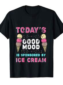 Funny Ice Cream Mood Saying Summer Frozen Treats Vintage T-Shirt (2) - 黑色 - 查看 1