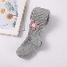 1pc Infant & Toddler Girls' Floral Accent Stirrup Tights, Spring/Autumn - Multicolor - View 6