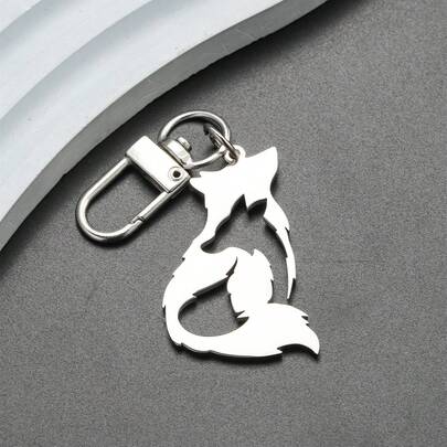 Llavero con forma de lobo de acero inoxidable, lindo colgante para mochila, regalo para amigos, madre, padre, graduación y maestros
