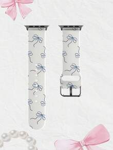 1 chiếc dây đeo đồng hồ thay thế mềm mại, co giãn, thoáng khí với nơ xanh trên nền trắng, tương thích với đồng hồ thông minh , Garmin, Honor, kích thước 38mm 40mm 41mm 42mm 46mm 45mm 44mm 49mm, dây đeo đồng hồ silicon nhiều màu sắc thời trang cho Ultra SE/11/10/9/8/7/6/5/4/3/2/1 - Nhiều màu - Xem 1