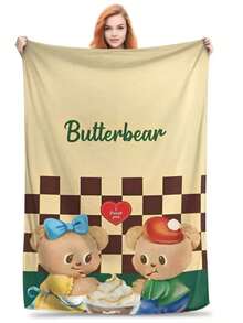 Butterbear Warm Blanket Camping Plush Bedding Tows Funny Couch Chair Flannel Bedspread Sofa Bed Cover - Màu sắc hình ảnh - Xem 1
