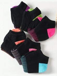 5/6 Pairs Women's Waist Shaping Short Socks, Moisture-Wicking, Soft, Multi-Color, Comfortable & Versatile, All Season - Multicolor - View 3