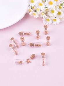 10pcs Mustard Seed Glass Bottle Pendant, Faith, Power, Belief Pendant, Earring, Necklace DIY Jewelry Accessories For Women - Apricot - View 2