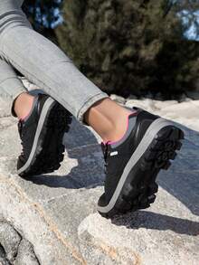 女士户外徒步鞋，时尚多功能旅行登山鞋，休闲运动鞋 - 黑色 - 查看 6