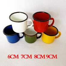 6CM Thickened Colorful Enamel Cup Iron Cup Hot Pot Cup Nostalgic Retro Enamel Jar With Printed LOGO - 白色 - 查看 3