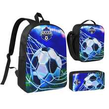 3PCS Kids Backpack For Boys, Soccer Bookbag Set With Lunch Box?Cute School Bag For Preschool Toddler - Backpack - View 1