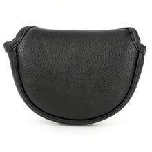 1pc Minimalist No-Logo Golf Mallet Putter Cover, Black Magnetic Dual Snap, Soft Velvet Lining Golf Club Head Cover