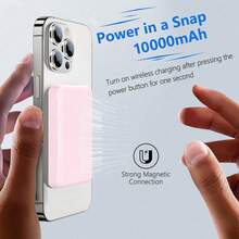 GAWFOLK 粉色 10000mAh 磁吸无线充电宝，兼容 16/15 Pro Max/14 Pro/13/12 等安卓手机，旅行必备，22.5W 快充，磁吸式电池组充电站，Type-C 接口，户外旅行和应急备用电源的理想迷你移动电源，情人节礼物 - 升級快充10000mAh粉紅色 - 查看 5