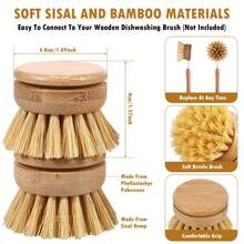 Bamboo Brush Head, Soft Bristles, Easy To Clean Items - Replaceable Cleaning Brush Head - Yellow - View 5