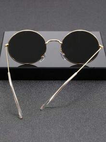 复古圆形反光眼镜，男女通用超轻平光镜片小圆框时尚眼镜 - 彩色 - 查看 3