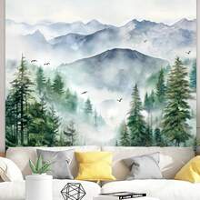 Waterlily Wall Tapestry, Green Floral Plant Art Poster For Bedroom Girls Boys, Small Nature Flower Pond Wall Hanging, Watercolor Tapestries For Living Room Dorm Decor 50"L X 60"W - 多色-7 - 查看 8