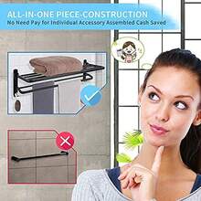 OpenHIANNA TOSANI Accesorios de Bao, Estante de Toallas Plegable de Pared, Toallero de Acero Inoxidable , 58cm con Barras y Ganchos, Ideal para Bao y Cocina - como se muestra en la figura - Ver 9