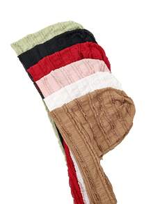 1件欧美女士莲花褶皱优雅头巾，长尾系带，多功能日常佩戴发帽睡眠帽 - 彩色 - 查看 3