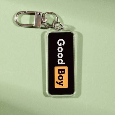 Accesorio de llavero acrílico plano "Buen chico" 2D, decoración colgante para mochila con texto "Buen chico", cadena de aleación de zinc resistente, regalo perfecto para amigos, accesorio de mochila de estilo casual | Diseño juguetón | Llavero duradero