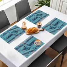 Bộ 1/4/6 tấm lót bàn ăn bằng vải lanh họa tiết đàn cá hình học, thích hợp cho bàn ăn, trang trí quanh năm, thảm trải bàn hiện đại có thể giặt được, trang trí phòng, lót ly, thảm trải bàn ăn nhà bếp, trang trí tiệc trong nhà và ngoài trời, trang trí nhà cửa, quà tặng lý tưởng. - Nhiều màu - Xem 6