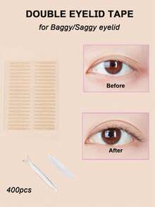 10pcs400stickers Invisible Double Eyelid Tape Transparent Self Adhesive Natural Big Eyes Lift Non-Marking Mesh-Lace Eye Stickers Eyes - Nude - View 2