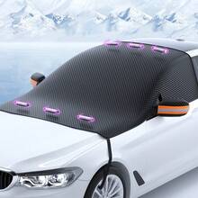 1pc Car Windshield Cover, Anti-Frost Anti-UV, Sun Shade Snow Proof, With Reflective Stripe And Ear Plugs, Fit For Sedan Car Models