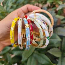 1 chiếc vòng tay cỏ ba lá may mắn, kiểu dáng Bohemian mới, mạ vàng, đính đá và họa tiết hoa, trang sức phù hợp cho phụ nữ và bé gái. - Vòng tay ba lá - Xem 4