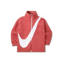 Áo khoác cổ lông cừu hai mặt có logo Nike, dành cho nữ. - Màu cam trắng (có thể đảo ngược) - Xem 3