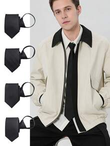 1条男女通用领带，黑色拉链领带，多种款式可选，适合商务、派对、正式场合、婚礼、日常休闲、通勤等场合。 - A - 查看 1
