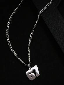 1pc Minimalist 67 Necklace, Suitable For Everyday Wear - Silver - View 2