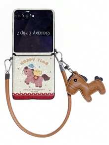 1 Stück modischer und einfacher Leder-Seitenschnalle mit vergoldeten Pferde-Element Klapphandy-Hülle, ausgestattet mit Trageriemen und Pferde-Accessoires, kann vor Stürzen schützen: SamsungGalaxy Zflip 3/Zflip 4/Zflip 5/Zflip 6/Zflip 7/ Razr 50 Ultra/ Razr 60 Ultra/ Rallazar 60/ Razr 50/Galaxy Z Flip7 FE - Weiss - Übersicht 7