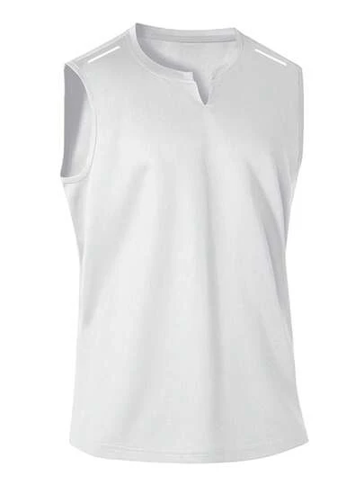 Men's Solid Color Sleeveless Sports Tank Top, Quick-Dry V-Neck Top, Breathable Fitness Training Shirt White Summer