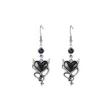 Retro Dark Gothic Style Devil Heart Pendant Earrings, Unique And Fashionable Punk Heart-Shaped Earrings, Suitable For Holidays, Parties, And Everyday Wear As Jewelry Gifts. - màu đen - Xem 2