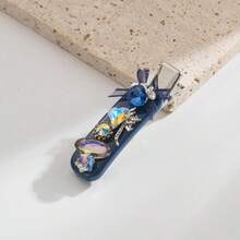 1pc Solid Color Korean Style Elegant Bangs Clip, Simple Fashion Shiny Heart Gem Mesh Bow Decor Hair Clip, Cute Fairy Graceful Hair Accessory, Head Accessories, Hair Accessories For Women