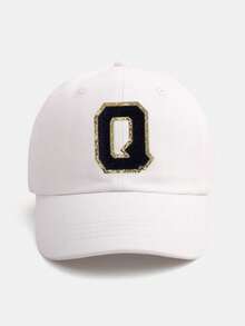 1PC Personalized Initial Letter Baby Baseball Cap (A-Z Options) - White Adjustable Daily Sun Hat For 3 Months To 2 Years, Toddler Cap With Brim - White - View 54