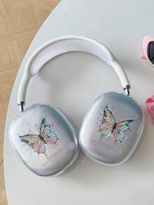 1pc Cute Korean Style Y2K Butterfly Pattern Transparent TPU Headphone Case Compatible With AirPods Max - Multicolor - View 2
