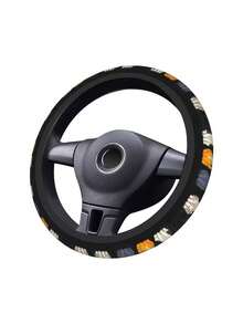 1个可爱猫咪图案舒适握感时尚氯丁橡胶材质汽车方向盘套，适用于大多数车型 - A - 查看 7