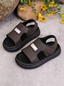 Kids Summer Breathable Sandals, PU Leather Upper Soft Non-Slip Sole, New 2026 Brown Open Toe Shoes For Boys And Girls - Brown - View 2