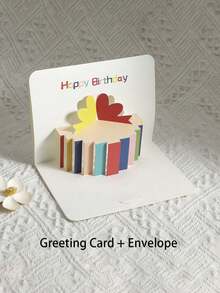 1pc 3D Pop-Up Birthday Greeting Card With Balloon, Cake And Candy Patterns - Includes Card And Envelope, Perfect For Any Birthday Party Invitation, Versatile Creative Birthday Card - Multicolor - View 6