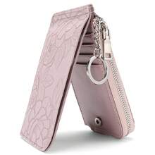 New Zipper Card Holder Embossed Design Large Capacity Multi-Card Slot Card Women's Coin Purse With Ring - 印花黑[無盒子]防盜刷 - 查看 10
