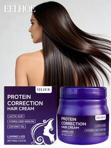 100g Protein & Coconut Oil Straightening Cream, Gentle Nourishing Hair Repair Curls, Softens & Creates Silky Smooth Shiny Hair, Helps Improve Frizz & Curls Naturally Without Damage, Keeps Straight Hair Smooth, Clean, Fragrant Formula, For Seasonal Hair Care & Day-Night Use - Hair Straightening Cream - View 2