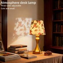Đèn bàn LED vải sáng tạo, chạy bằng nguồn USB - Đèn chiếu sáng phòng, đế kim loại, chao đèn vải màu đào, 3 màu có thể điều chỉnh, đèn trang trí trong nhà, thích hợp cho phòng ngủ, phòng khách, văn phòng, v.v. - Vàng - Xem 2