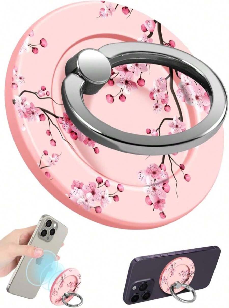Lotadilo 磁吸手机指环支架，兼容 MagSafe，女士款 - 可爱设计，磁吸手机指环支架，兼容 17/16 Pro Max/16 Pro/16/15/14/13/12 系列，桃花图案，兼容 和安卓手机，生日礼物，送给家人、朋友的礼物，生日推拉式手机指环支架，手机配件 - ColorG - 查看 1