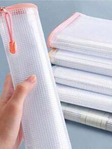 Pasta Tamanho Folhas A4 De Plástico Multiuso Com Zíper - À prova d'água, fácil de transportar, macia, resistente ao desgaste, durável, e não é facilmente danificada. É translúcida sendo fácil Identificar as folhas , Envio Rapido - Multicolorido - Visão 4