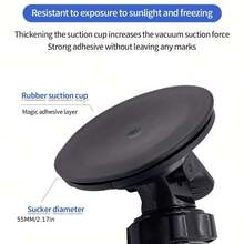 Suction Cup Mount With Universal 4mm/0.16" 360° Rotatable Ball Head, Interchangeable Accessories, Compatible With Dash Cam, DVR Camera, Car GPS - A - View 3