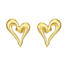 1对18K镀金不锈钢镂空心形耳环，时尚个性珠宝，女士礼品 - 金色 - 查看 10