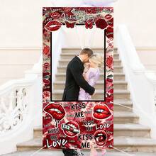 1件情人节相框、情人节窗帘、浪漫粉色小矮人派对拍照背景、结婚周年纪念派对装饰 - 彩色 - 查看 16