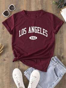 Women's Letter Printed Short-Sleeve T-Shirt, Patterned T-Shirt, Women's Top, White Clothes, Shipped According To Color Specifications - trắng - Xem 3