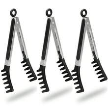 Stainless Steel & Silicone Tongs, Heat Resistant Food Clip, Kitchen Tongs For Barbecue, Pasta, Bread, Salad, Fruit - Multicolor - View 15